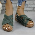 thumbnail image 1 of Wavsuf Platform Sandals for Women Casual Summer Solid Wide Green Sandals Shoes Size 7, 1 of 9