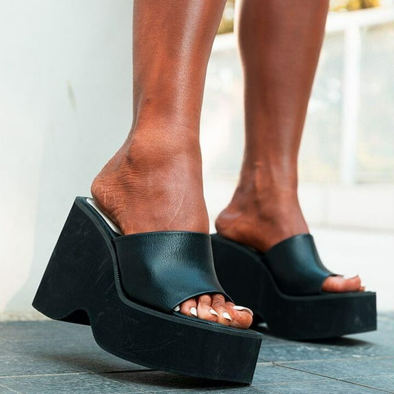 Wavsuf Platform Sandals for Women Outdoor Vintage Casual Summer Black Sandals Shoes Size 8.5