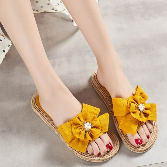 Wavsuf Pool Slides for Women Casual Summer Beach Yellow Slides Slippers Size 6.5