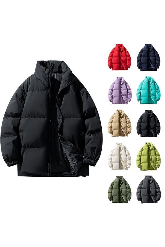 Puffer Jackets for Men Winter Jacket Heavyweight for Men Windbreaker Red Size XL