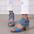 thumbnail image 1 of Wavsuf Sandals for Women Casual Summer Wide Hollow Out Blue Sandals Shoes Size 9, 1 of 7