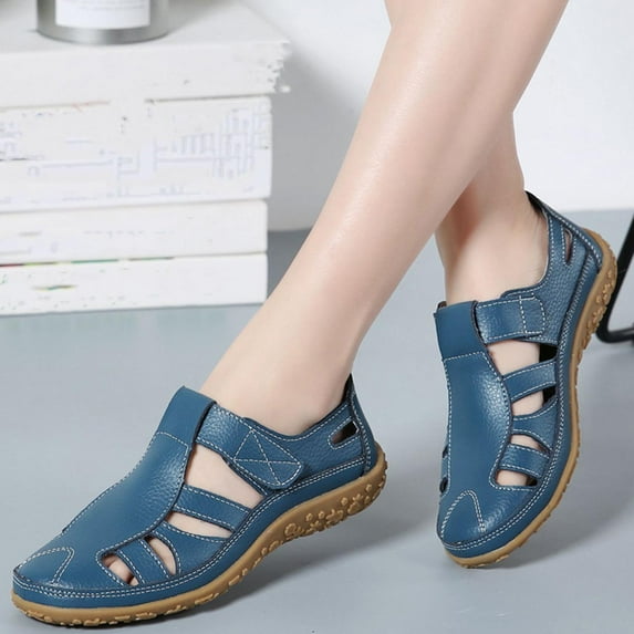 Wavsuf Sandals for Women Casual Summer Light Blue Sandals Shoes Size 9