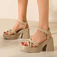 thumbnail image 1 of Wavsuf Sandals for Women Solid Beach Casual Summer Khaki Sandals Shoes Size 9, 1 of 7
