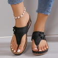 thumbnail image 1 of Wavsuf Sandals for Women with Arch Support Solid Wide Casual Summer Black Sandals Shoes Size 5.5, 1 of 6