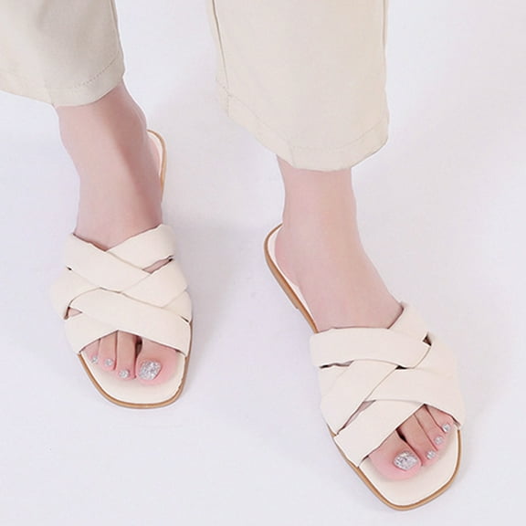 Wavsuf Slippers for Women Casual Summer White Slippers Size 4.5