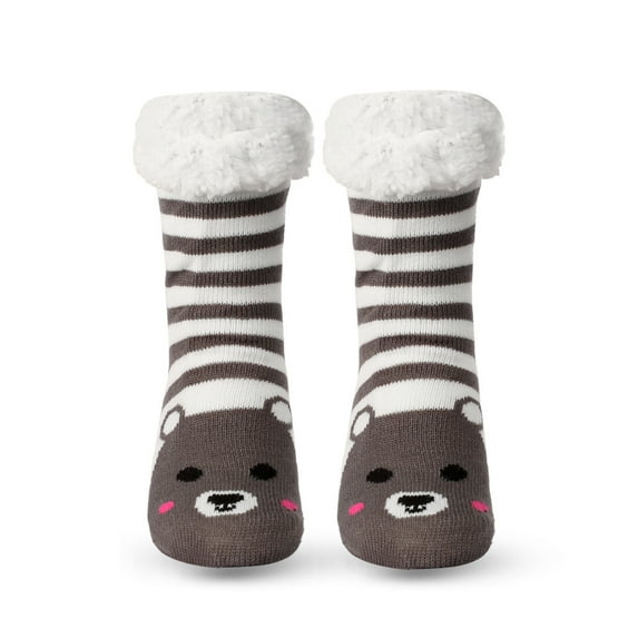 Wavsuf Socks for Women Clearance Crew Anti-Slip Flooring Printed Santa Warm Plush Gray Sock Size One Size