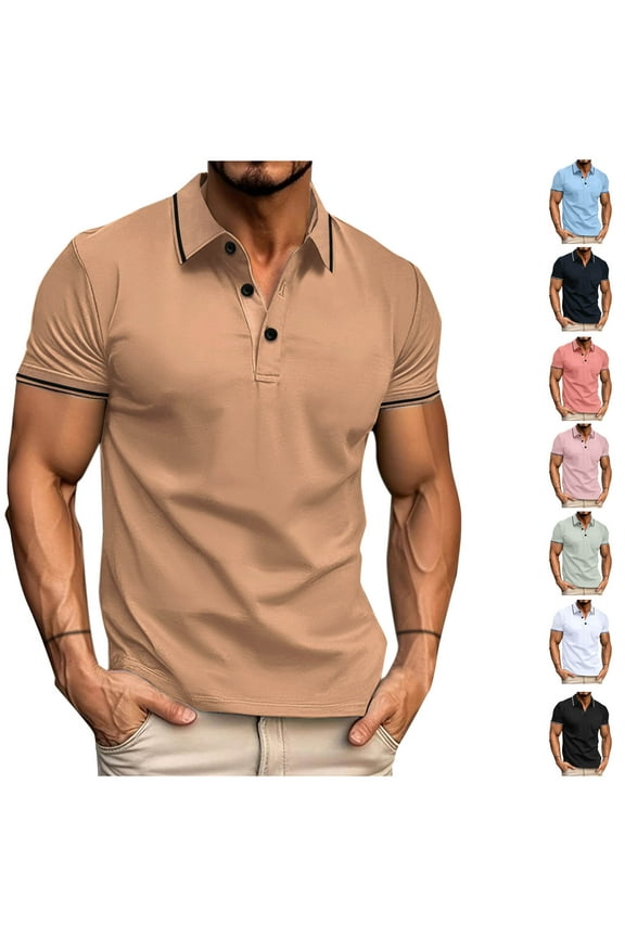 Summer polo Shirt Mens Button polo T-Shirt Button T-Shirt Sky Blue Size 2XL