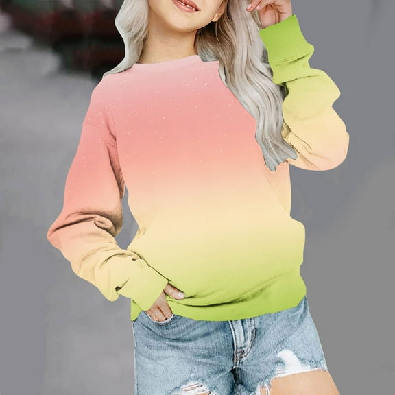 Wavsuf Sweatshirts Childrens Girls Winter Printed Pullover Motion Casual Crew Neck Hoodless Sweatshirt Pink Size 5 Years