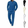 thumbnail image 1 of Wavsuf Sweatsuits 2pcs Sets Mens Jogger Set Long Button Sweatshirt and Sweatpants Black Size M, 1 of 9