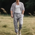 thumbnail image 1 of Wavsuf Sweatsuits 2pcs Sets Mens Jogger Set Long Loose Cotton Shirt Sweatshirt and Sweatpants Dark Gray Size S, 1 of 9