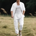 thumbnail image 1 of Wavsuf Sweatsuits 2pcs Sets Mens Jogger Set Long Loose Cotton Shirt Sweatshirt and Sweatpants White Size L, 1 of 9