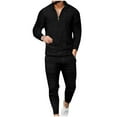 thumbnail image 1 of Wavsuf Sweatsuits 2pcs Sets Mens Jogger Set Long Motion Shirt Sweatshirt and Sweatpants Black Size M, 1 of 8