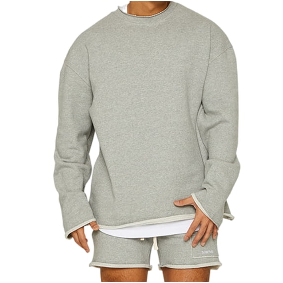 Wavsuf Sweatsuits 2pcs Sets Mens Jogger Set Long Motion Sweatshirt and Sweatpants Gray Size 2XL