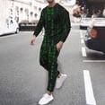 thumbnail image 1 of Wavsuf Sweatsuits 2pcs Sets Mens Jogger Set Long New Motion Digital Shirt Sweatshirt and Sweatpants Green Size M, 1 of 4