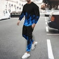 thumbnail image 1 of Wavsuf Sweatsuits 2pcs Sets Mens Jogger Set Long New Motion Shirt Sweatshirt and Sweatpants Blue Size M, 1 of 5