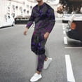 thumbnail image 1 of Wavsuf Sweatsuits 2pcs Sets Mens Jogger Set Long New Motion Shirt Sweatshirt and Sweatpants Purple Size L, 1 of 5