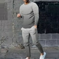 thumbnail image 1 of Wavsuf Sweatsuits 2pcs Sets Mens Jogger Set Long Tight Shirt Sweatshirt and Sweatpants Gray Size 5XL, 1 of 7