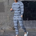 thumbnail image 1 of Wavsuf Sweatsuits 2pcs Sets Mens Jogger Set Long Tight Stripe Shirt Sweatshirt and Sweatpants Blue Size 4XL, 1 of 7