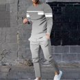 thumbnail image 1 of Wavsuf Sweatsuits 2pcs Sets Mens Jogger Set Long Tight Stripe Shirt Sweatshirt and Sweatpants Gray Size 5XL, 1 of 7