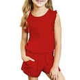 thumbnail image 1 of Wavsuf Toddler Girl Clothes Sets Sleeveless Solid Cotton Comfort Shorts Red Outfits Set Size 7-8 Years, 1 of 9