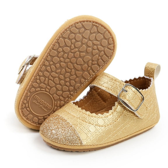 Wavsuf Toddler Girl Shoes Casual Winter Snow Gold Princess Shoes Size 6-9 Months