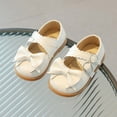 thumbnail image 1 of Wavsuf Toddler Girl Shoes Low-Cut Bow Soft Bottom Winter Casual Beige Princess Shoes Size 4-5 Years, 1 of 6