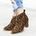thumbnail image 1 of Wavsuf Western Boots for Women Flock Leopard with Zipper with Fuzz Short Ankle-High Winter Brown Shoes Size 39, 1 of 7