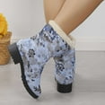 thumbnail image 1 of Wavsuf Winter Boots for Women Wide Printed with Fuzz Vintage Mid Calf Blue Shoes Size 43, 1 of 4