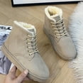 thumbnail image 1 of Wavsuf Winter Boots for Women on Lace Up Thermal Oversized Fashion Flock Short Ankle-High Beige Shoes Size 38, 1 of 9