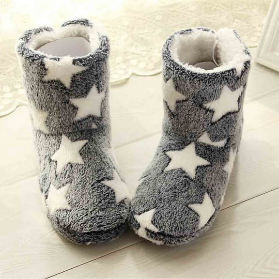 Wavsuf Winter Boots for Women on Thermal with Fuzz Mid Calf Flock Fashion Dark Blue Shoes Size 36