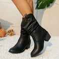 thumbnail image 1 of Wavsuf Winter Boots for Women on with High Heel Fashion Mid Calf with Fuzz Vintage Black Shoes Size 39, 1 of 5