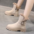 thumbnail image 1 of Wavsuf Winter Boots for Women on with Zipper Thermal with Fuzz Short Ankle-High Round Toe Flock Khaki Shoes Size 39, 1 of 8