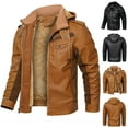 thumbnail image 1 of Wavsuf Winter Leather Jacket Mens Jackets Heavyweight for Men Coat Black Size 3XL, 1 of 8