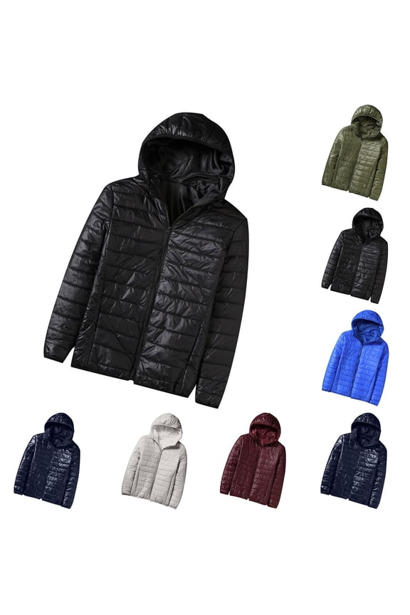 Winter Puffer Jacket Mens Jackets Heavyweight for Men Windbreaker Black Size M
