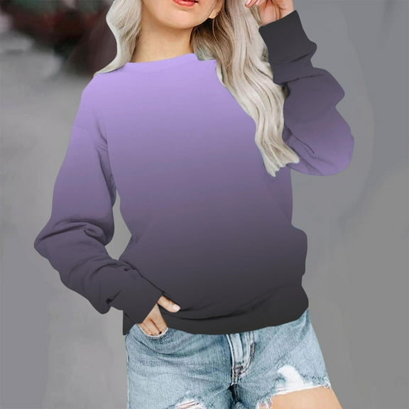 Wavsuf Winter Pullover for Kids Girls Printed Sweatshirts Crew Neck Motion Casual Hoodless Sweatshirt Purple Size 12 Months