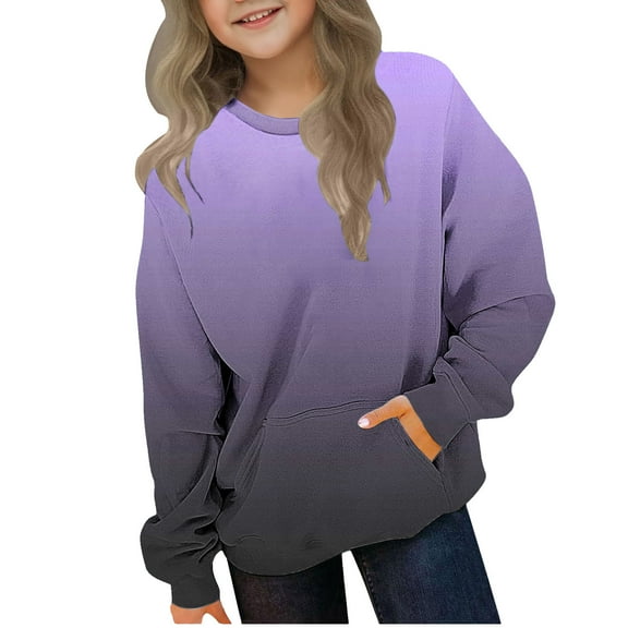 Wavsuf Winter Pullover for Kids Girls Printed Sweatshirts Motion Casual Crew Neck Hoodless Sweatshirt Black Size 10 Years