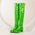 thumbnail image 1 of Wavsuf Womens Dress Shoes Round Toe with Zipper Knee High Green Boots Size 38, 1 of 5