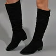 thumbnail image 1 of Wavsuf Womens Dress Shoes Winter with Fuzz Knee High Black Boots Size 38, 1 of 7