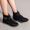 thumbnail image 1 of Wavsuf Womens Shoes Fringes with Zipper Slip Resistant Oversized Flock Winter Short Ankle-High Black Boots Size 39, 1 of 5