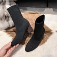 thumbnail image 1 of Wavsuf Work Boots for Women Soft Toe Mid Calf Oversized Winter Black Shoes Size 40, 1 of 7
