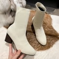 thumbnail image 1 of Wavsuf Work Boots for Women Soft Toe Winter Oversized Mid Calf Beige Shoes Size 40, 1 of 7