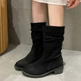 thumbnail image 1 of Wavsuf Work Boots for Women Soft Toe with Fuzz Flock Round Toe Mid Calf Black Shoes Size 37, 1 of 5