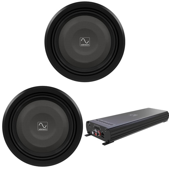 Wavtech Two thinPRO12-4 750 Watt 12" Shallow Subwoofers 4 ohm, and Wavtech link1000.1mini - 1000 Watt Mono Amplifier