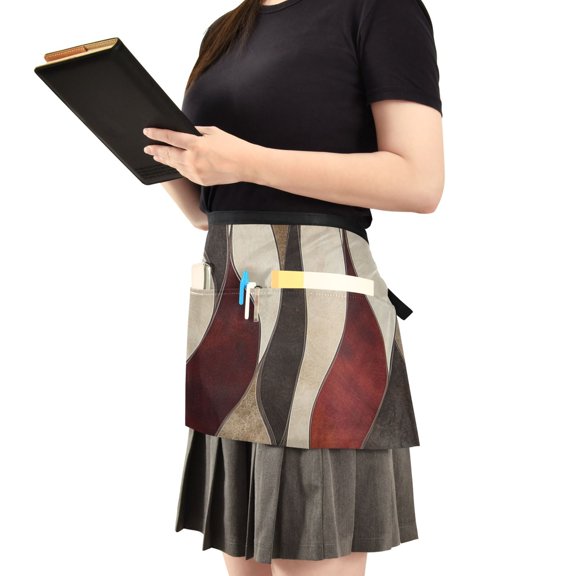 Wavy Abstract Texture Server Apron with 3 Pockets Waist Apron for Waiter Waitress
