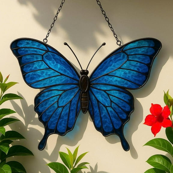 Wavy Acrylic Butterfly Suncatcher: Handmade Window Decor, Vibrant Colors