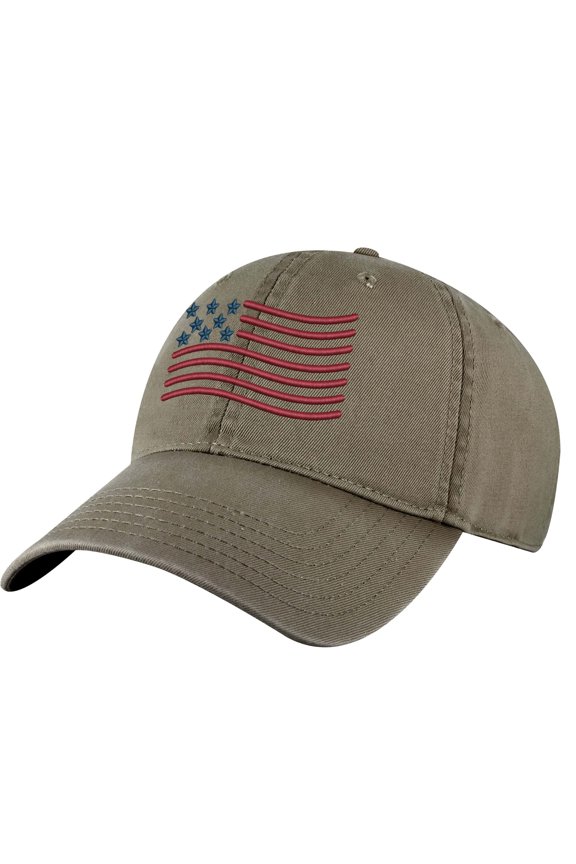 Wavy American Flag Hat - Patriotic Ripple Design Baseball Cap - USA Dad Hat (Army)