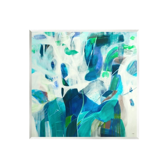 Wavy Blue Abstract Forms Abstract Painting Unframed Art Print Wall Art