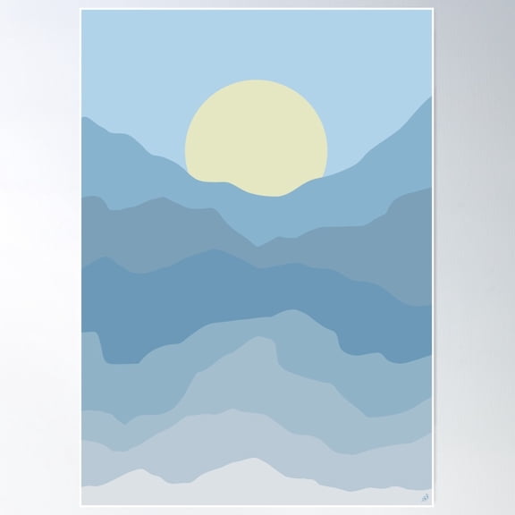 Wavy Blues Poster Wall Art, Modern Wall Decor For Living Room Bedroom, 8x12 UNFRAMED