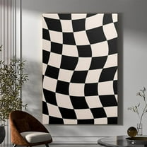 Wavy Checkerboard Art Black And White Optical Illusion Home Decor, 8x12 UNFRAMED