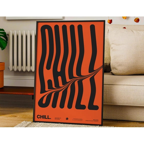 Wavy Chill Typography Poster, Unframed Paper Poster 8x10in